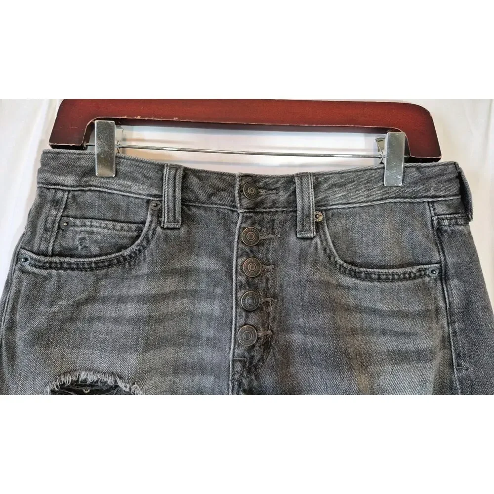 Free People We The Free Black Cotton Cut Off Shorts 25
